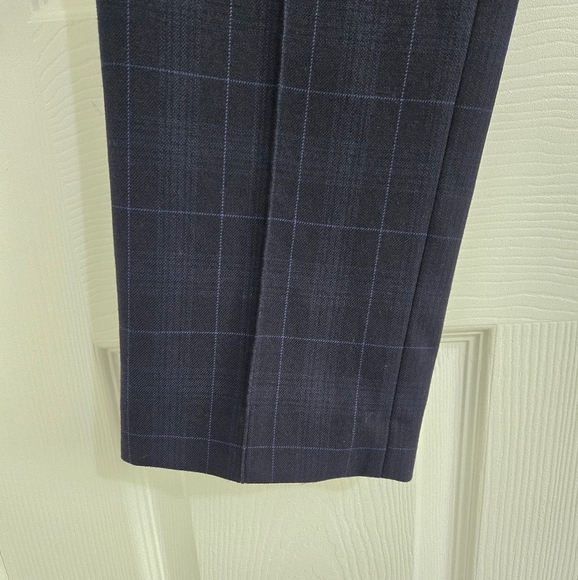 Maje Stylish Trouser Pants Women's Size  38(M) Dark Blue Plaid Straight Leg - Picture 8 of 15